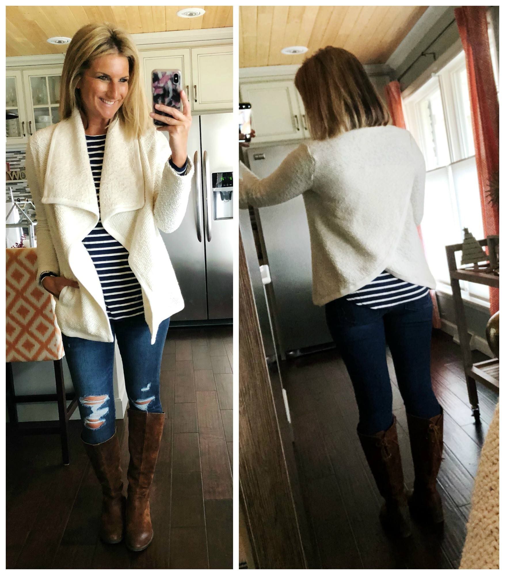 How to Wear a Draped Jacket and Stripe Shirt