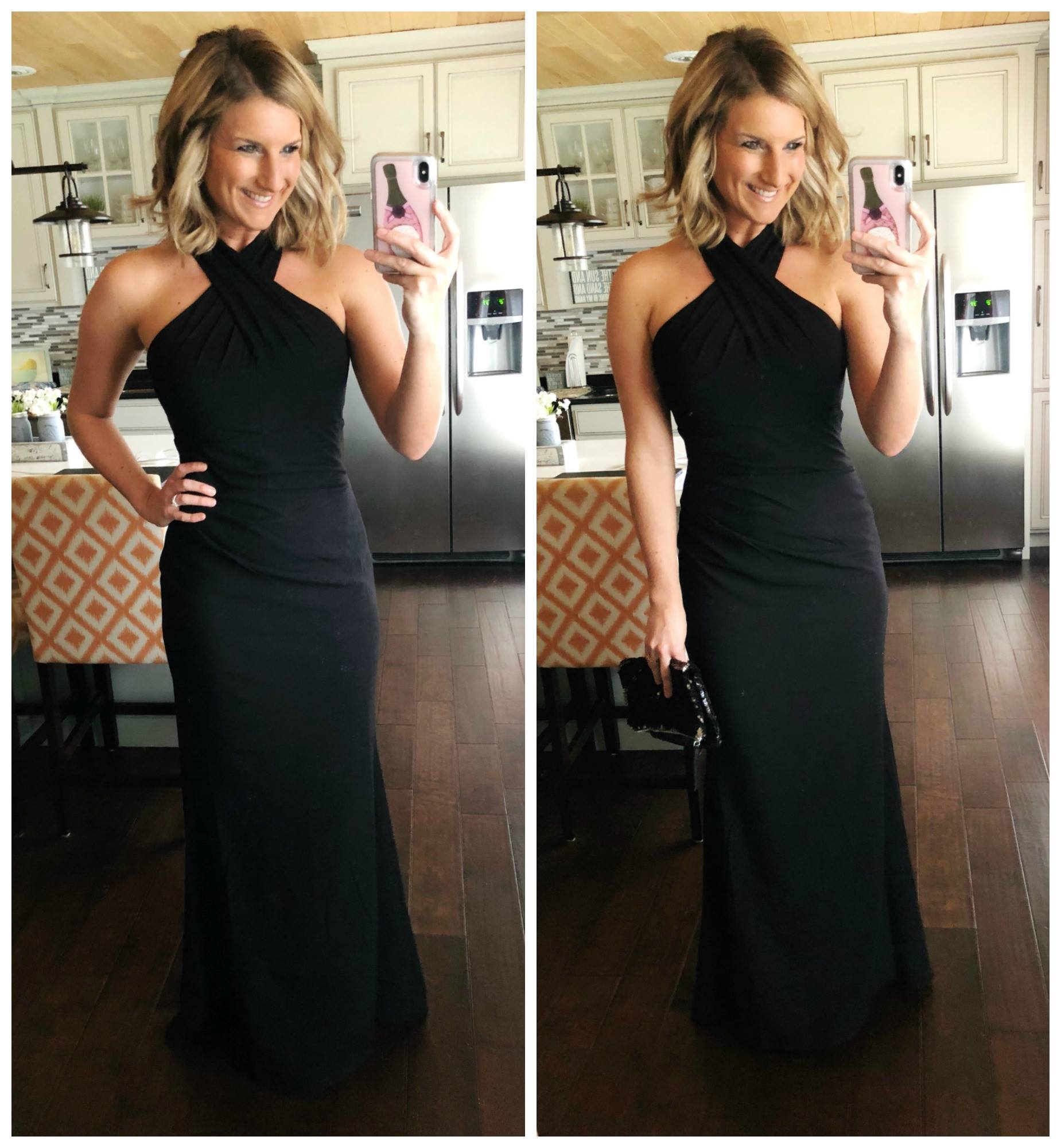 Event Gown // Long Black Crossneck Gown