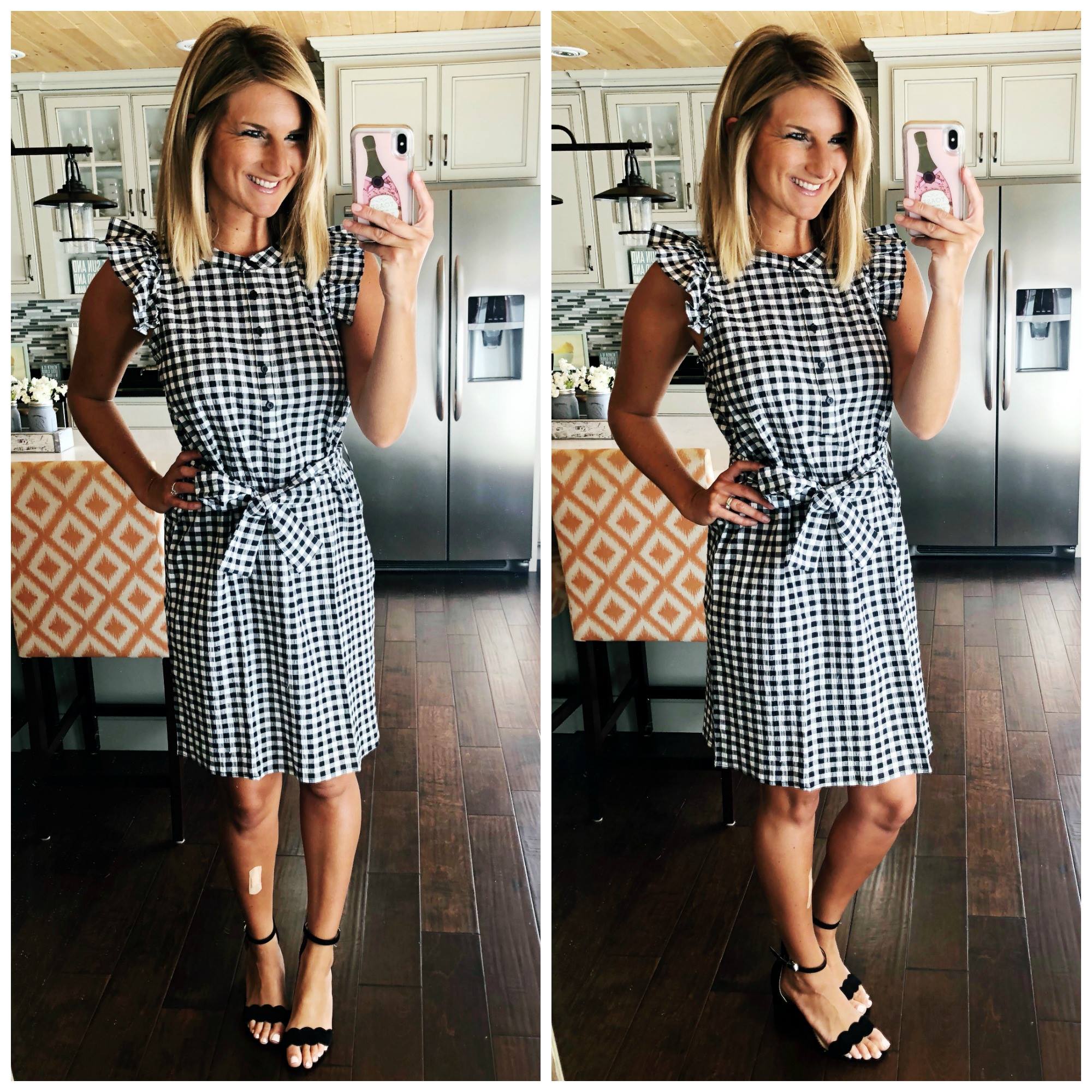 Summer Dress // Gingham Dress with Scalloped Heels // Dress for a wedding, reunion, bridal shower