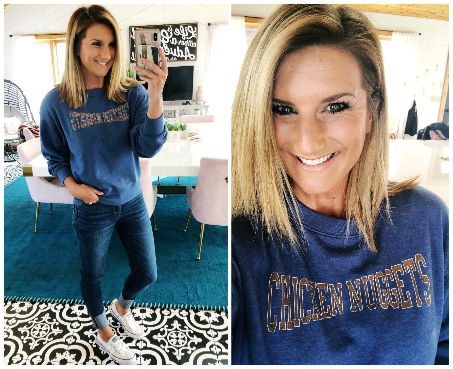 Spring Casual // Graphic Sweatshirt // Converse Shoreline Sneakers // Jegging Crop // Cropped Jeans