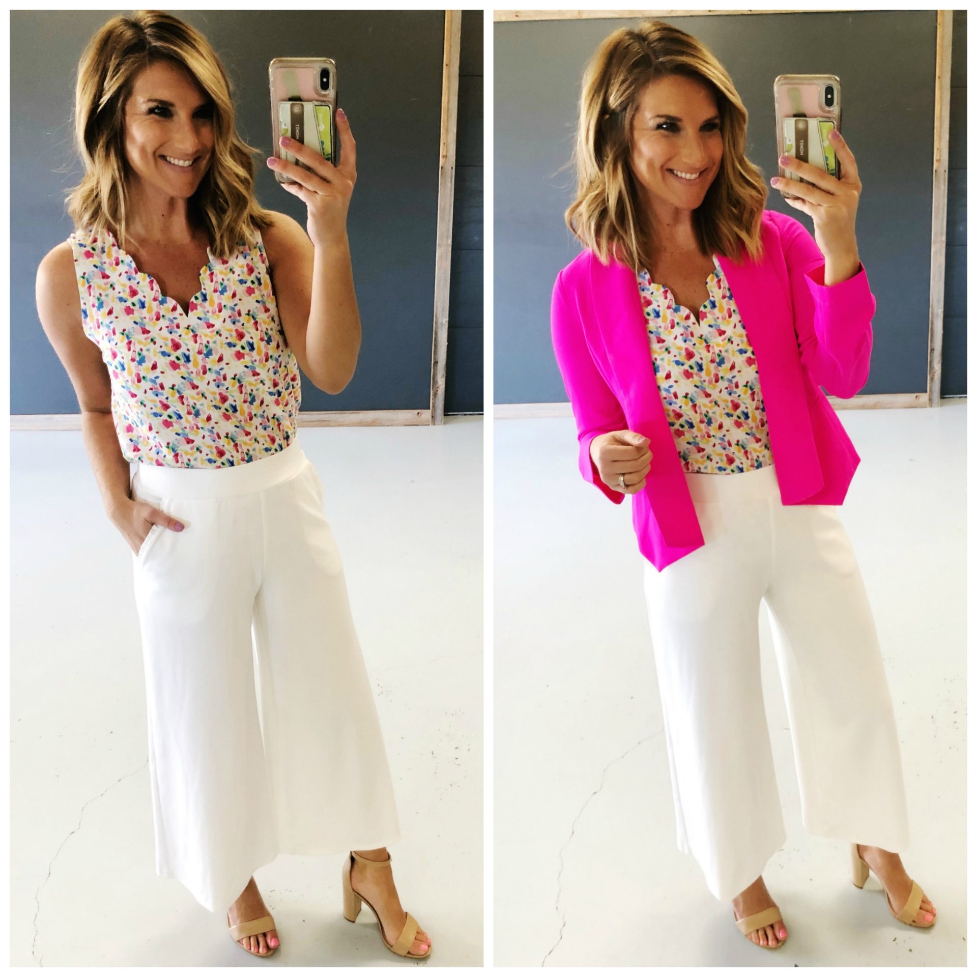 What to wear to work in the Spring // Transitional Spring Work Outfit // Work wear inspiration // Office Wear Outfit // How to style white pants for work
